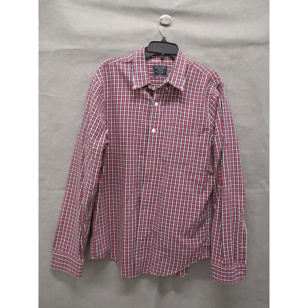 Abercrombie & Fitch Mens Shirt Large Red Plaid Long Sleeves Button Down